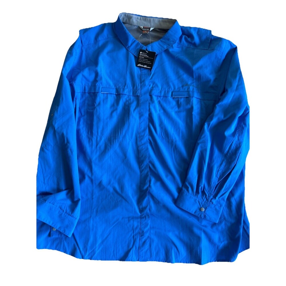 Eddie Bauer Women’s 3x Guide 2.0 Shirt Brill Blue Long Sleeve New UPF